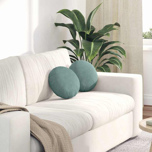 vidaXL Vankúše na sedenie 2 pcs Morská zelená Ø 40 x 13 cm Zamat