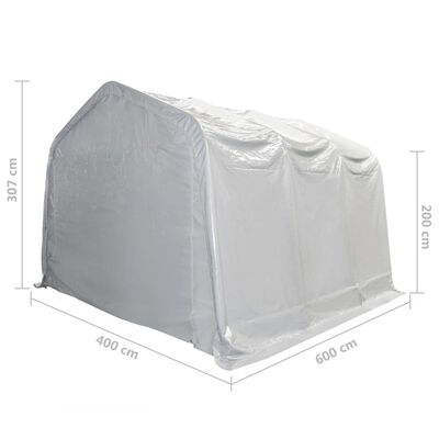 vidaXL Skladovací stan PVC 550 g/m² 4x6 m biely