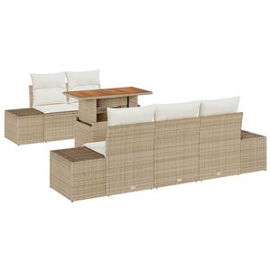 vidaXL S&uacute;prava z&aacute;hradn&yacute;ch pohoviek s &uacute;ložiskom 6 pcs B&eacute;žov&aacute; Poly ratan