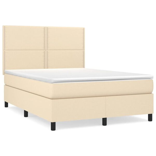 vidaXL Boxspring posteľ s matracom kr&eacute;mov&yacute; 140x190 cm l&aacute;tka