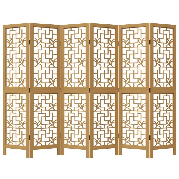 vidaXL Parav&aacute;n, 6 panelov, hned&yacute;, mas&iacute;vne drevo paulownie