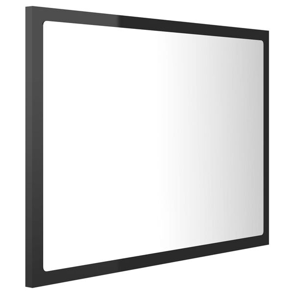 vidaXL LED k&uacute;peľňov&eacute; zrkadlo leskl&eacute; čierne 60x8,5x37 cm akryl