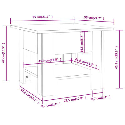 vidaXL Konferenčný stolík hnedý dub 55x55x42 cm drevotrieska