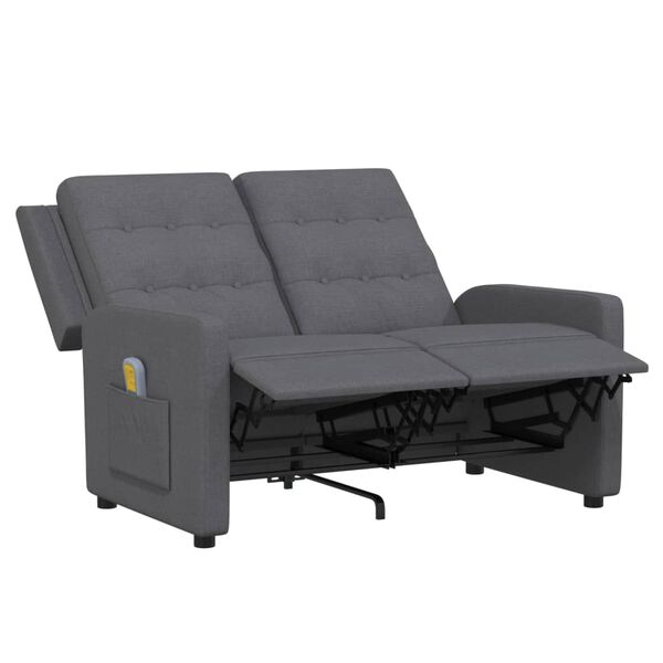 vidaXL 2-miestne sklápacie masážne kreslo, svetlosivé, látka