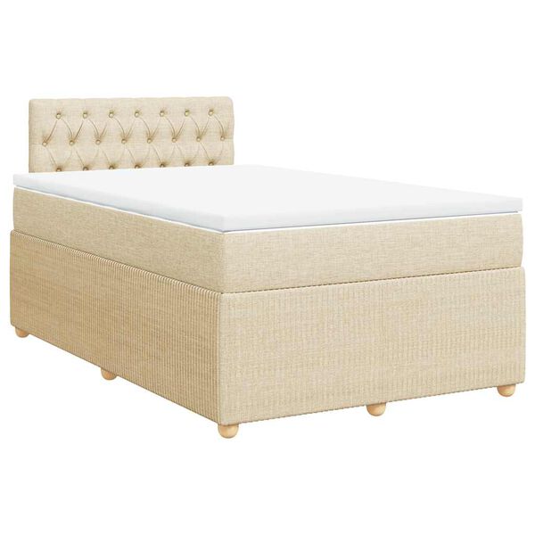 vidaXL Boxspring posteľ s matracom kr&eacute;mov&yacute; 120x200 cm l&aacute;tka