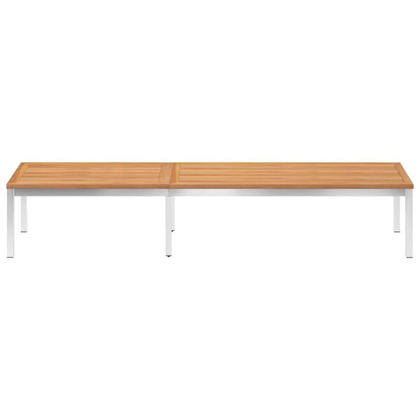 vidaXL Z&aacute;hradn&eacute; ležadlo s podložkou teakov&yacute; mas&iacute;v a nerezov&aacute; oceľ