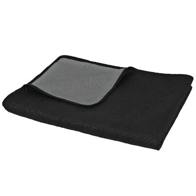 vidaXL Obojstranná posteľná prikrývka, 170x210 cm, šedo-čierna