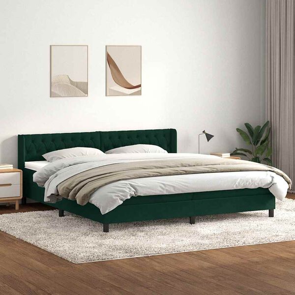 vidaXL Box Spring Posteľ s matracom Tmavo zelen&aacute; 200x210 cm Zamat