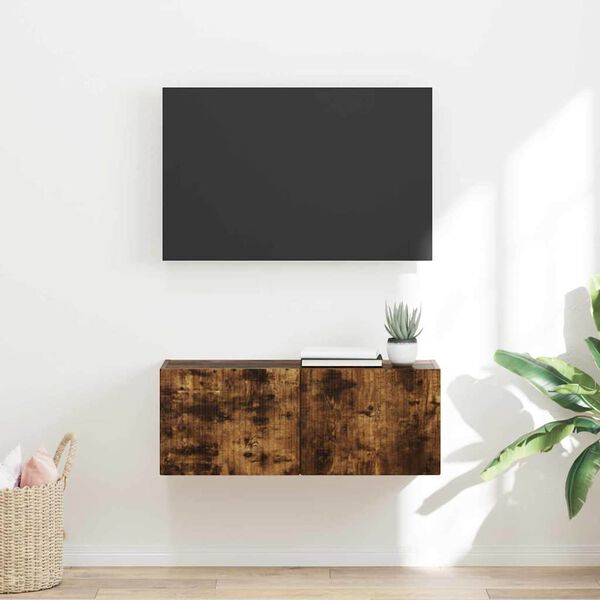 vidaXL TV n&aacute;stenn&aacute; skriňa N&aacute;stenn&yacute; Dymov&aacute; dub 78,5 x 31 x 29,5 cm