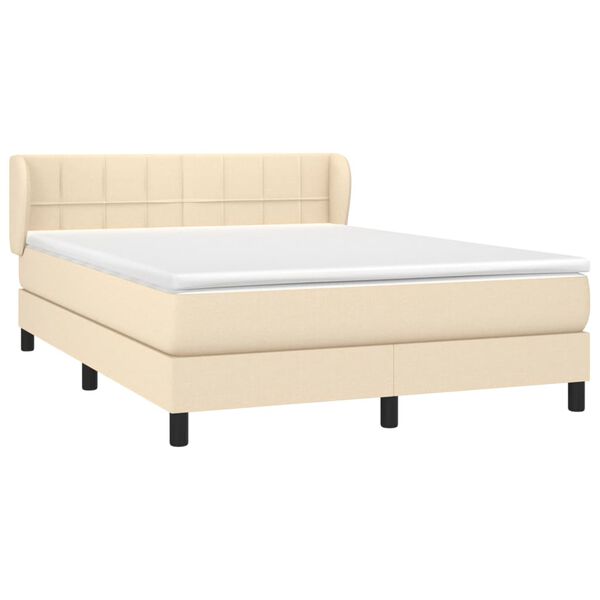 vidaXL Posteľn&yacute; r&aacute;m boxspring s matracom kr&eacute;mov&yacute; 140x200 cm l&aacute;tka