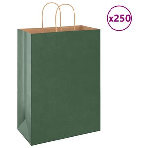 vidaXL Papierov&eacute; ta&scaron;ky 250 ks s r&uacute;čkami, zelen&eacute;, 32x17x44 cm