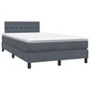 vidaXL Posteľn&yacute; r&aacute;m boxspring s matracom tmavosiv&yacute; 120x220 cm zamat