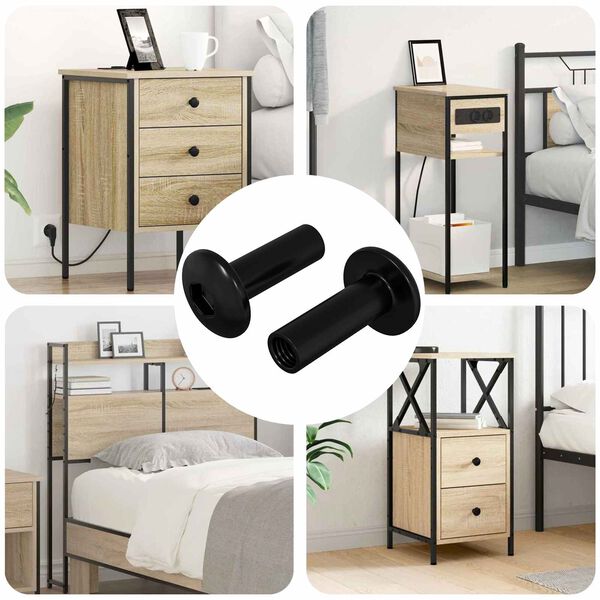 vidaXL Ruk&aacute;vov&eacute; matice 2 pcs Čierna M4 x 14,5 mm Železo