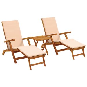 vidaXL Skladac&iacute; a polohovateľn&yacute; slnečn&iacute;k 3 pcs B&eacute;žov&aacute;