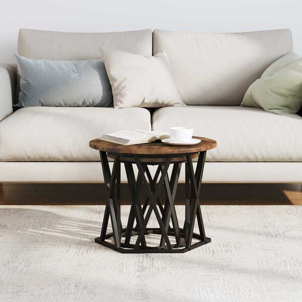 vidaXL Bočný stôl 2 pcs Dymová dub Inžinierske drevo a oceľ