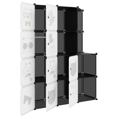 vidaXL Úložná skrinka v tvare kociek pre deti s 10 kockami čierna PP