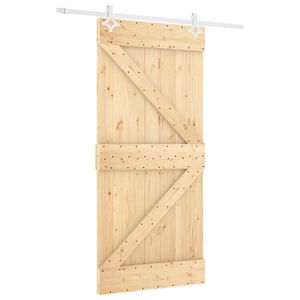 vidaXL Posuvn&eacute; dvere 100 x 210 cm Borovicov&yacute; mas&iacute;v Pr&iacute;rodn&aacute; a biela