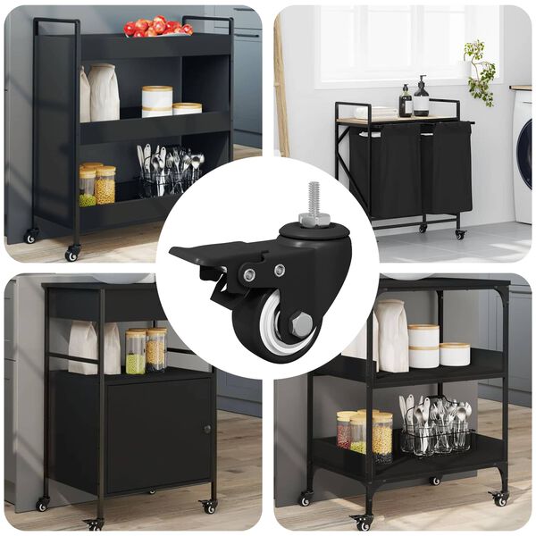 vidaXL Kolieska 12 pcs Čierna M6 x 37 mm Železo a nylon