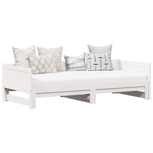 vidaXL Vytiahnuť Dennú Posteľ Biela 180 x 200 cm