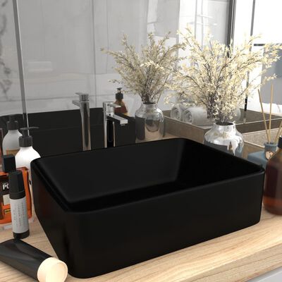 vidaXL Luxusné umývadlo matné čierne 41x30x12 cm keramické