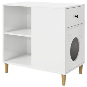 vidaXL Mačka Dom Leskl&aacute; biela 72 x 42.5 x 70 cm Kompozitn&eacute; drevo