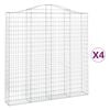 vidaXL Obl&uacute;kov&yacute; gabionov&yacute; k&ocirc;&scaron; 4 ks 200x30x200/220cm pozinkovan&eacute; železo