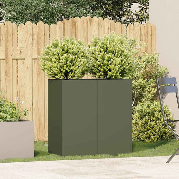 VidaXL kvetin&aacute;č Olive Green 80x40x80 cm Oceľ valcovan&aacute; za studena