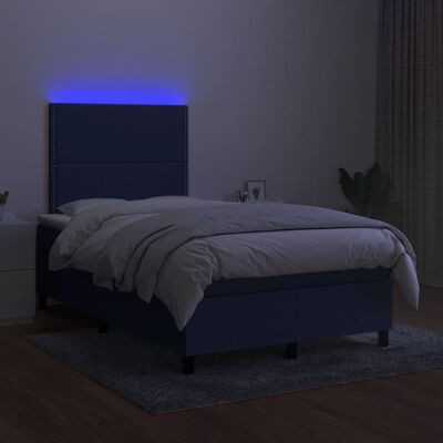 vidaXL Boxspring posteľ s matracom a LED modrá 120x190 cm látka