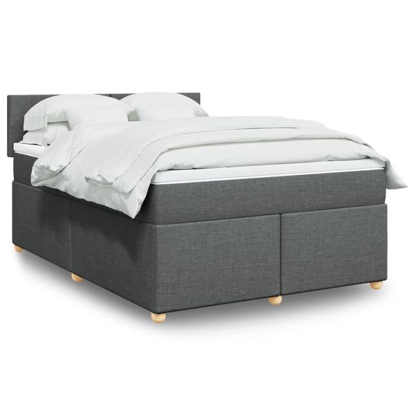 vidaXL Boxspring posteľ s matracom tmavosiv&aacute; 140x200 cm l&aacute;tka