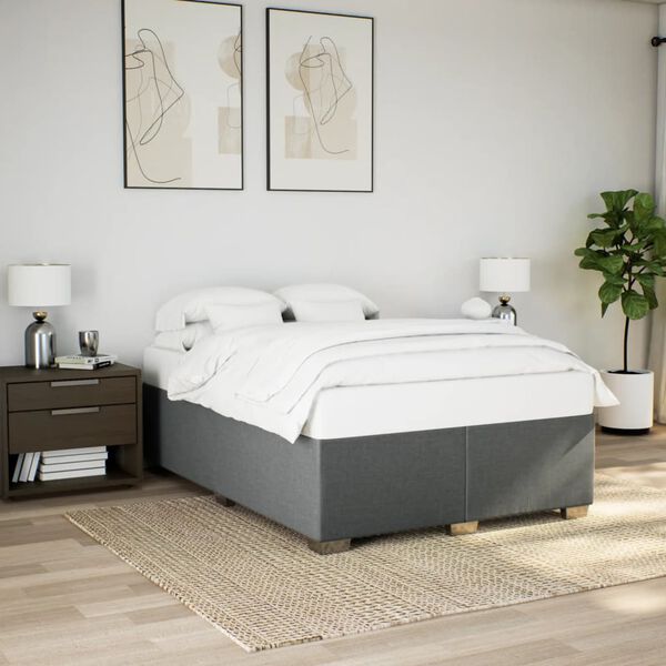 vidaXL Boxspring posteľ s matracom tmavosiv&aacute; 140x200 cm l&aacute;tka