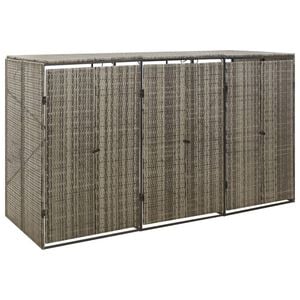 vidaXL Ohrada na tri odpadkov&eacute; ko&scaron;e siv&aacute; 207x80x117 cm polyratan