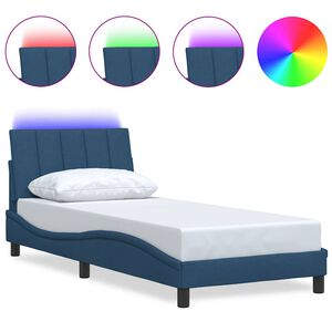 vidaXL R&aacute;m postele bez matraca, Hanko, modr&aacute;, 90x190 cm, l&aacute;tka