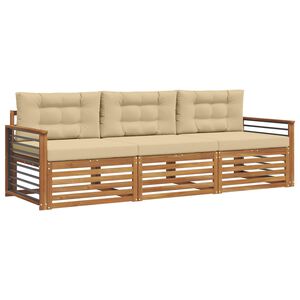 vidaXL Z&aacute;hradn&aacute; s&uacute;prava gaučov s vank&uacute;&scaron;om 3 pcs Pr&iacute;rodn&aacute; a b&eacute;žov&aacute;