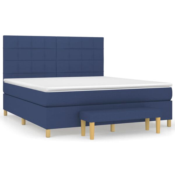 vidaXL Posteľn&yacute; r&aacute;m boxspring s matracom modr&yacute; 160x200 cm l&aacute;tka