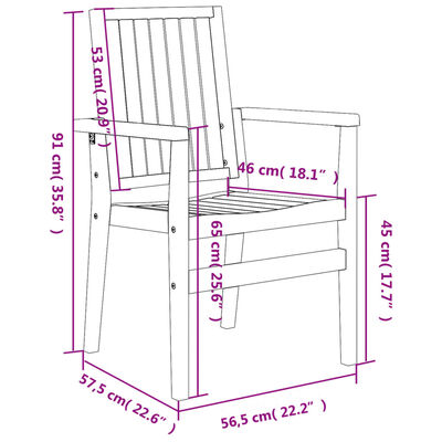 vidaXL Stohovateľné záhradné stoličky 2 ks 56,5x57,5x91 cm masívny tík