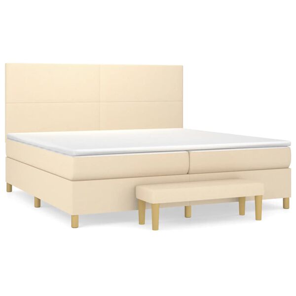 vidaXL Boxspring posteľ s matracom kr&eacute;mov&aacute; 200x200 cm l&aacute;tka