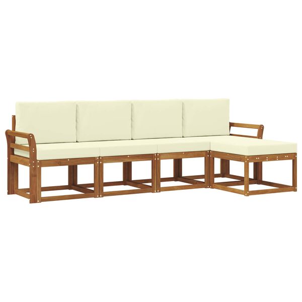 vidaXL Z&aacute;hradn&aacute; s&uacute;prava gaučov s vank&uacute;&scaron;om 5 pcs Pr&iacute;rodn&aacute; a kr&eacute;mov&aacute;