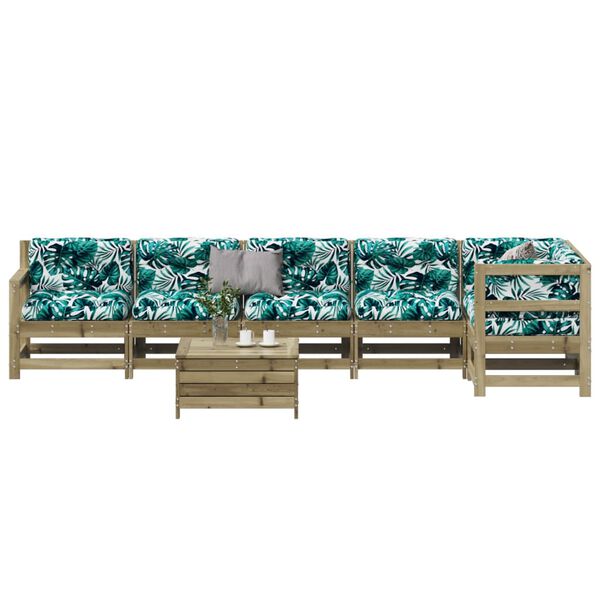 vidaXL 7-dielna z&aacute;hradn&aacute; sedacia s&uacute;prava s vank&uacute;&scaron;mi impreg. borovica