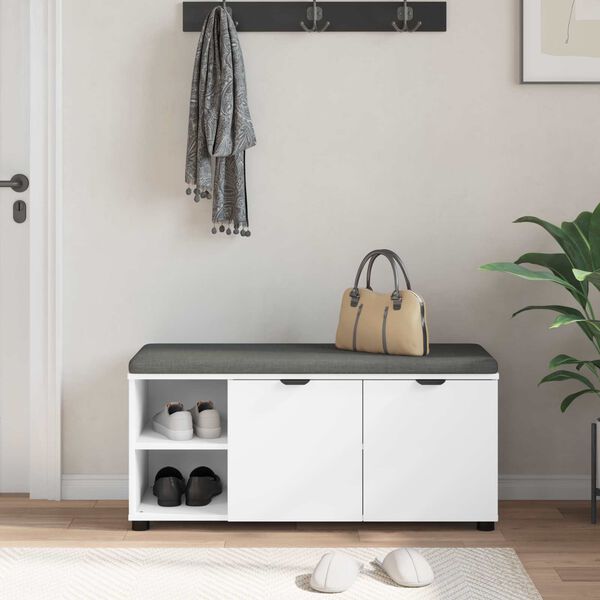 vidaXL Predsieňov&aacute; lavica s vank&uacute;&scaron;om Biela 100 x 38 x 46 cm