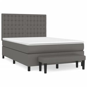 vidaXL Boxspring posteľ s matracom siv&aacute; 140x200 cm umel&aacute; koža