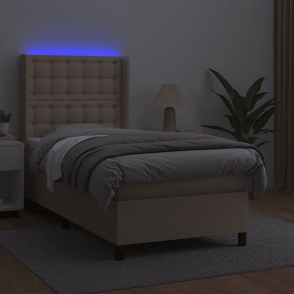 vidaXL Boxspring posteľ matrac a LED kapuč&iacute;nov&aacute; 100x200 cm umel&aacute; koža