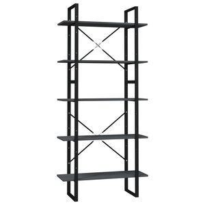 vidaXL 5-poschodová knižnica sivá 80x30x175 cm borovicové drevo