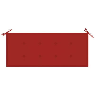 vidaXL Lavička Batavia s červenou podložkou 120 cm tíkový masív