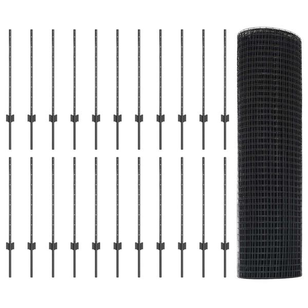 vidaXL Plot s podperou Siv&aacute; 0,8 x 50 m Ocel a PVC