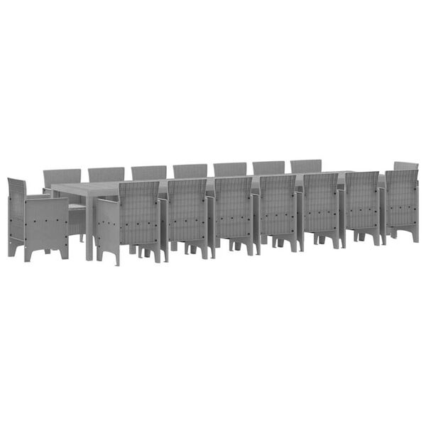 vidaXL Z&aacute;hradn&yacute; jed&aacute;lensk&yacute; set s vank&uacute;&scaron;mi 17 pcs Svetlosiv&aacute; PP