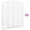 vidaXL Obl&uacute;kov&yacute; gabionov&yacute; k&ocirc;&scaron; 3 ks 200x30x220/240cm pozinkovan&eacute; železo