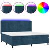 vidaXL Posteľn&yacute; r&aacute;m boxsping matrac a LED tmavomodr&yacute; 200x200 cm zamat