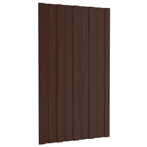 vidaXL Strešné panely 36 ks pozinkovaná oceľ hnedé 80x45 cm