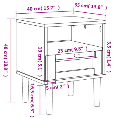 vidaXL Nočný stolík SENJA, ratanový vzhľad, biely 40x35x48cm, borovica