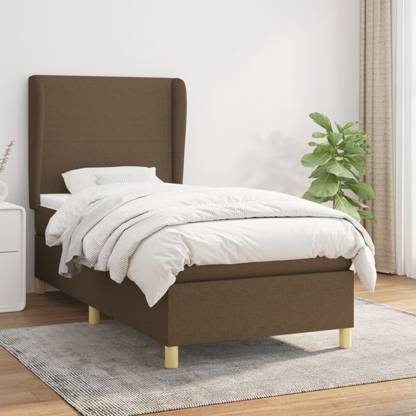 vidaXL Boxspring posteľ s matracom tmavohned&aacute; 90x190 cm l&aacute;tka